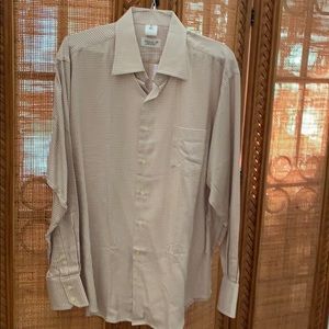 Never worn tan and white button up dress shirt